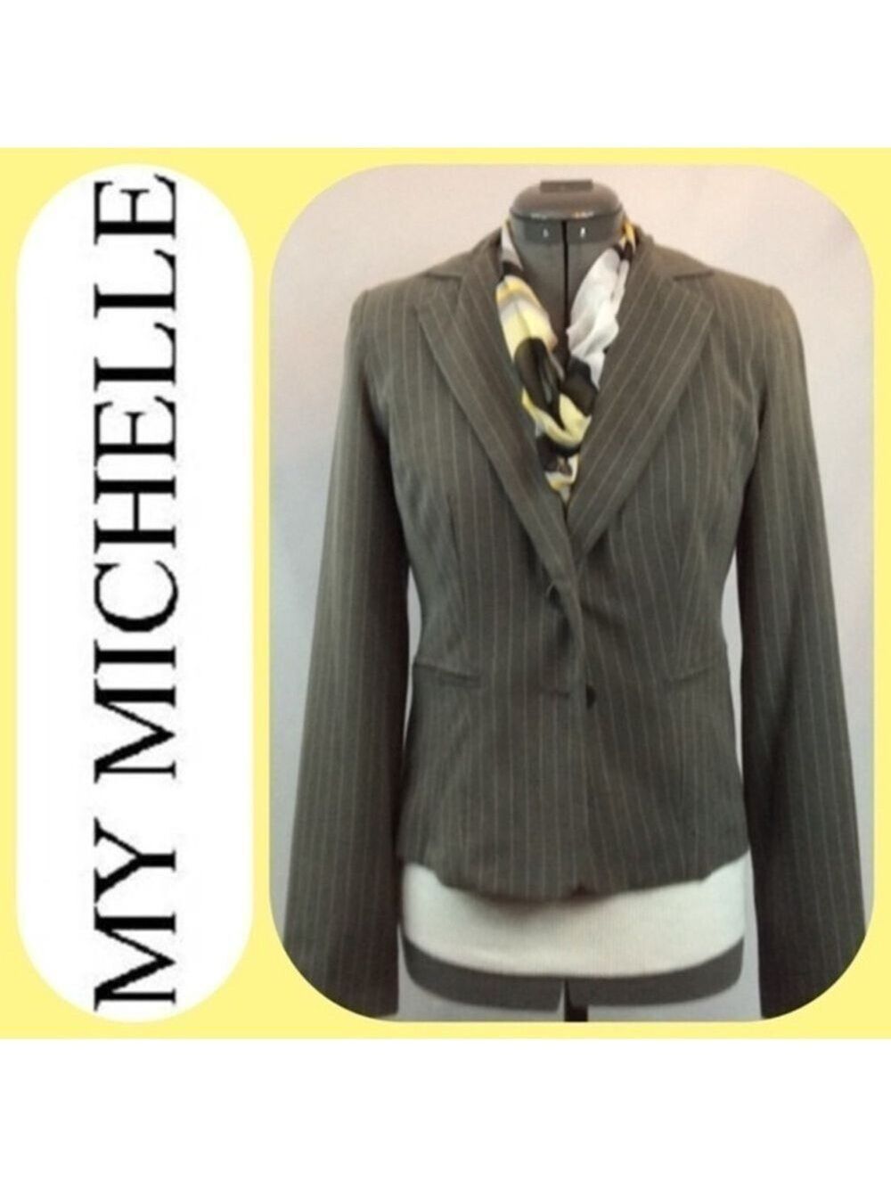 MY MICHELLE Gray Pin-strip Jacket, fully lined
w/ 2 button closure. Size S. NWT